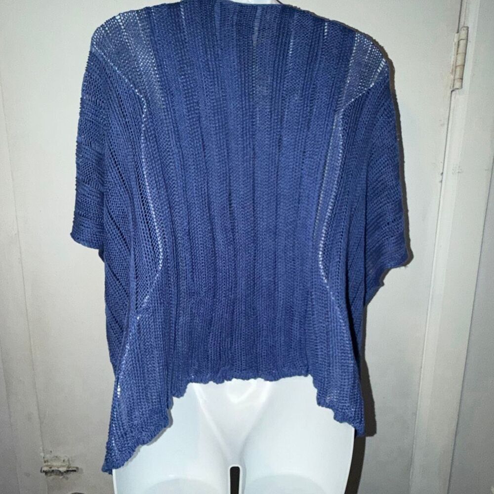 ZUZA BART Cornflower Blue Linen Knit Open Front Cardigan - Picture 5 of 9